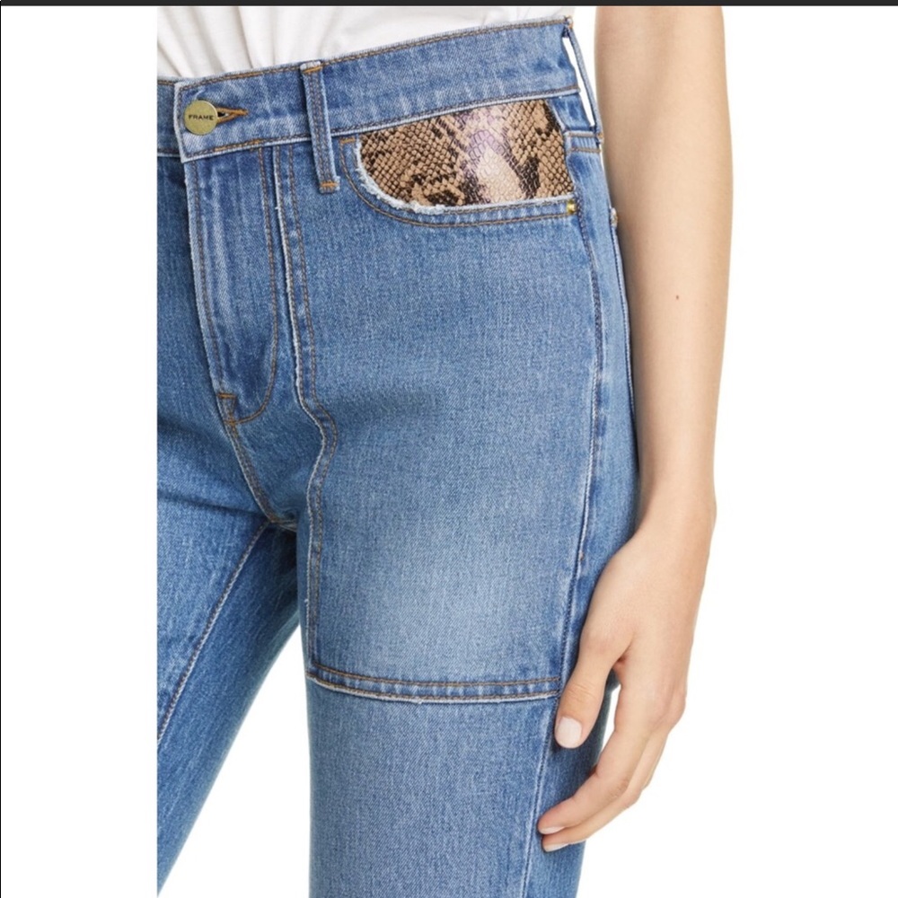 FRAME DENIM Rattler Le High Straight Python Snake - Picture 2 of 3